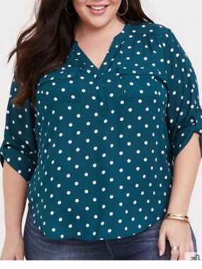 Torrid Harper Teal Polka Dot V-Neck Tunic